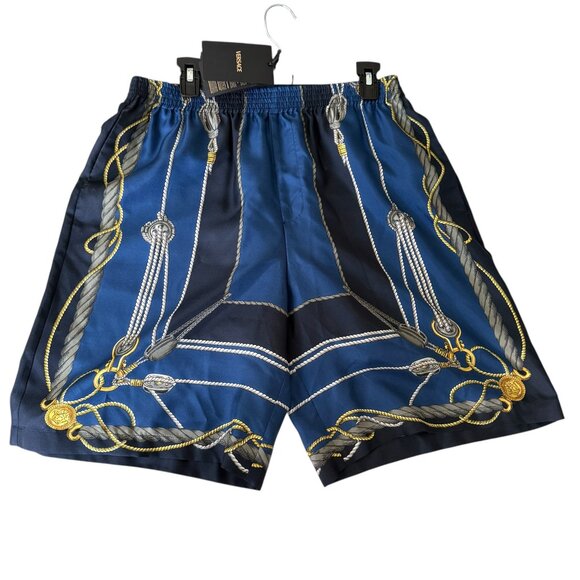 Versace Men's 1002476 Nautical Printe 100% Silk Twill Shorts, multiple sizes - Picture 1 of 12
